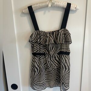 y2k misope zebra babydoll top